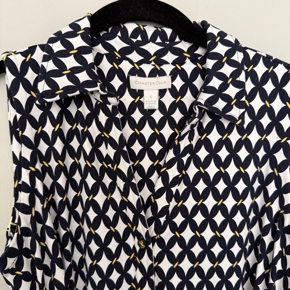 Charter Club Navy White Patterned Shirtdress SMALL - Picture 4 of 11